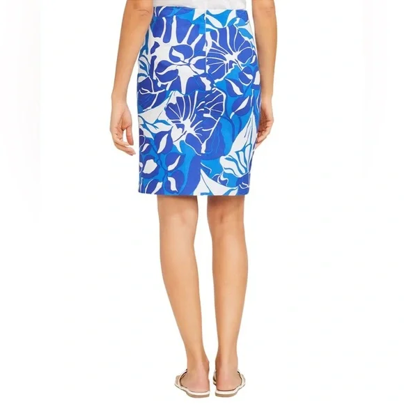 J . McLaughlin Serina Floral Print blue/white skirt women’s size 10 - Picture 2 of 13